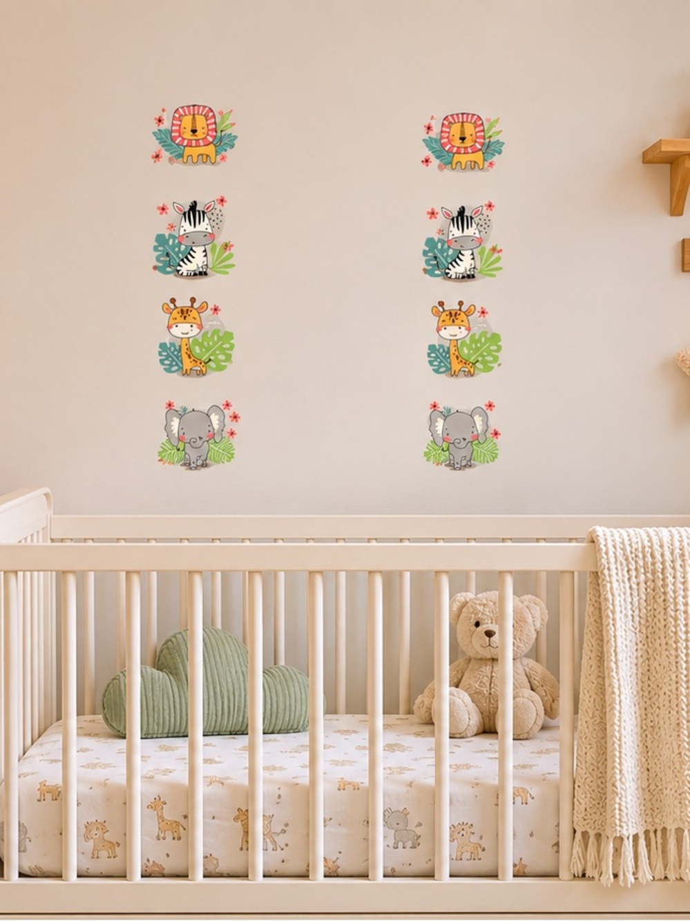 Animal Wall Decals Lion, Zebra, Giraffe, and Elephant Set of 2 NWT